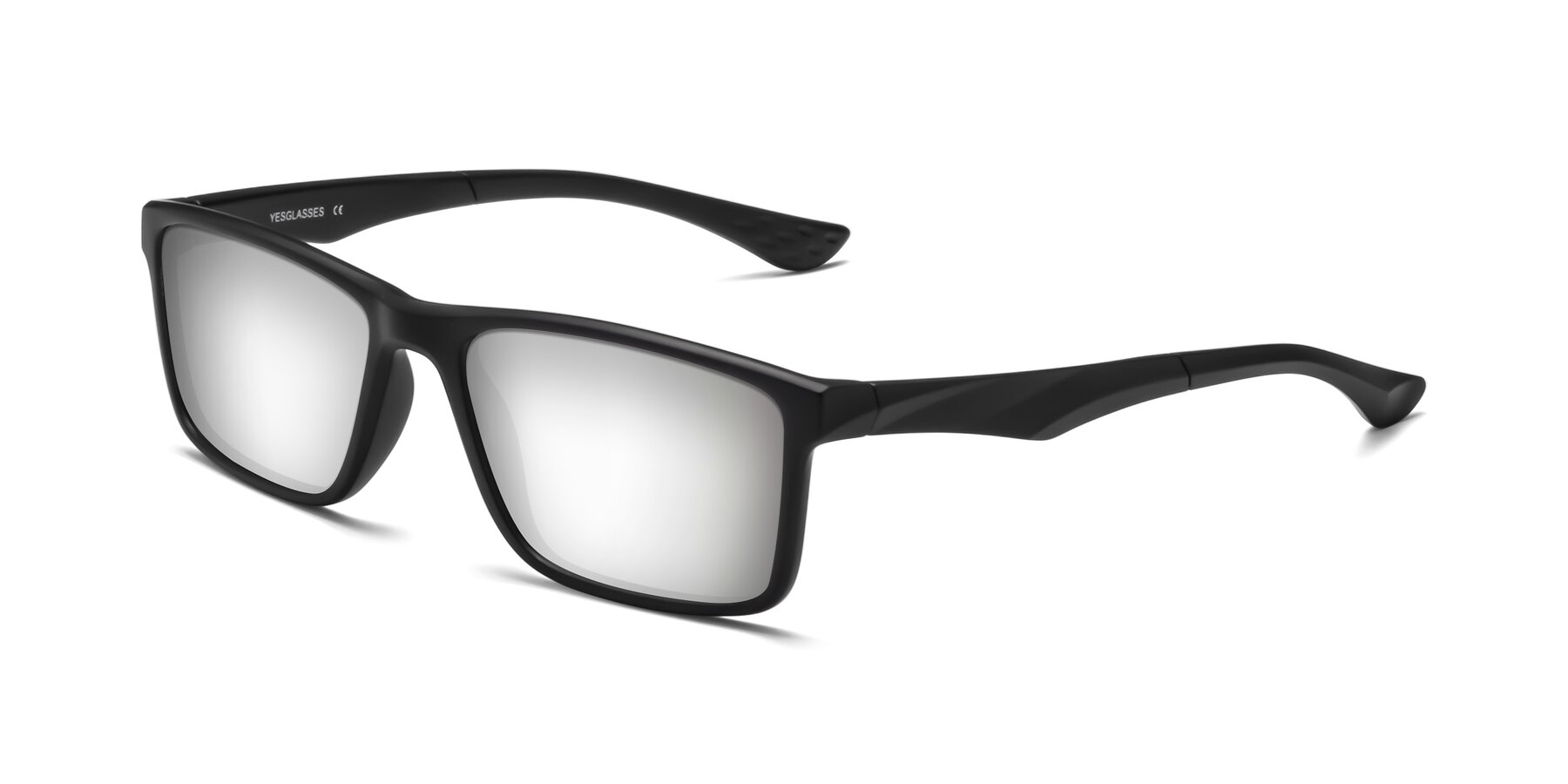 Angle of Engineer in Matte Black with Silver Mirrored Lenses