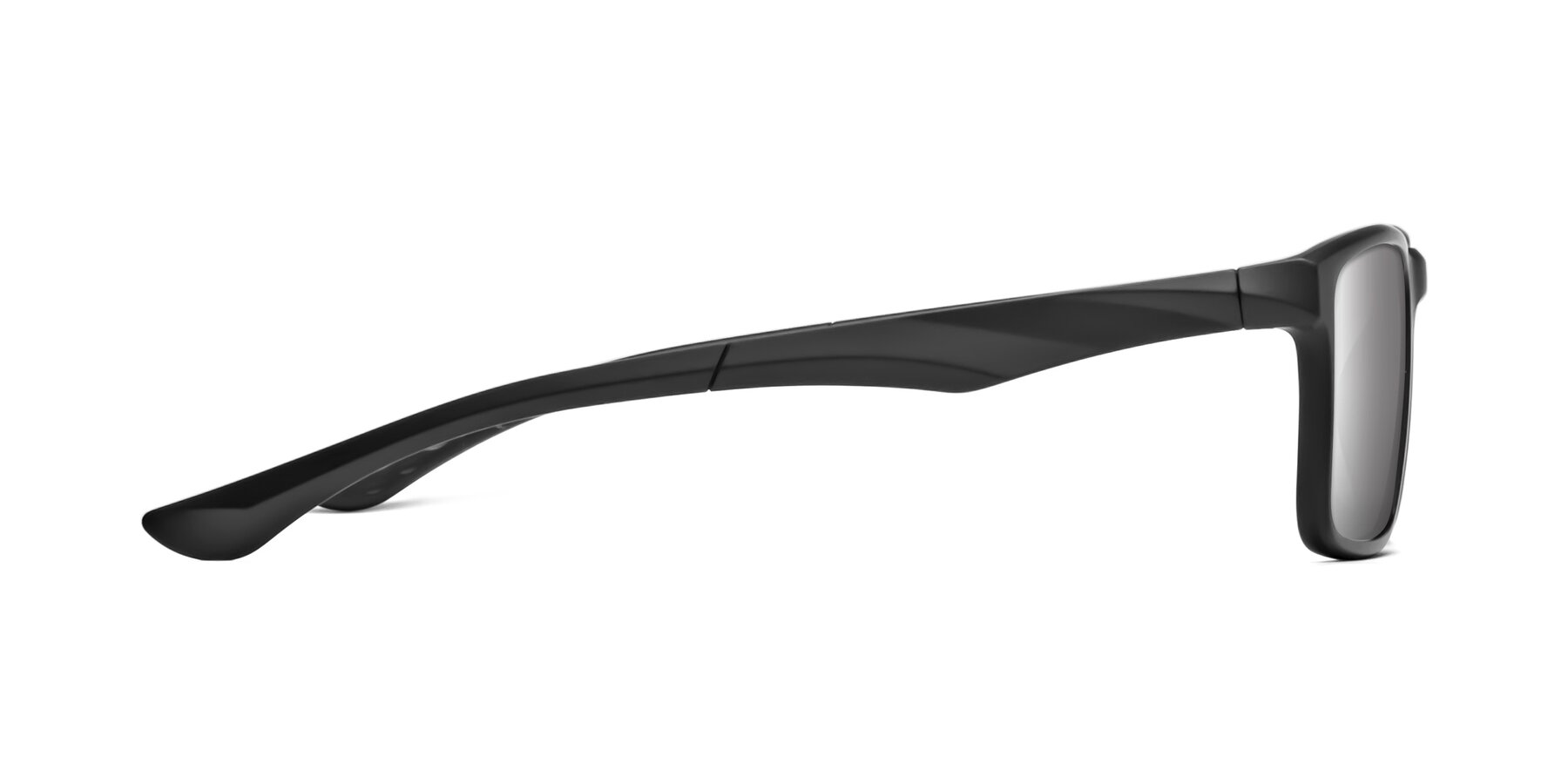Side of Engineer in Matte Black with Silver Mirrored Lenses