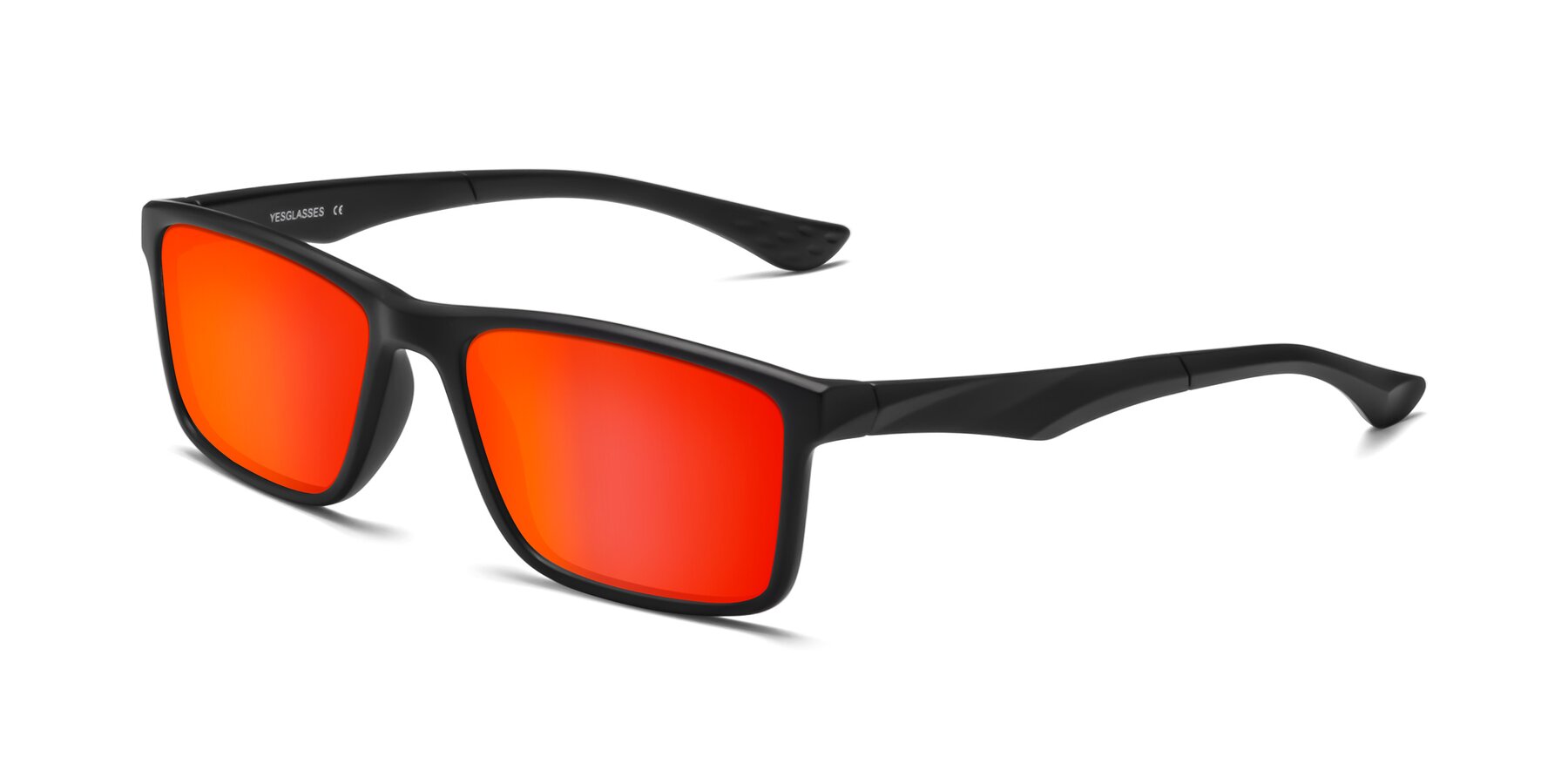 Angle of Engineer in Matte Black with Red Gold Mirrored Lenses