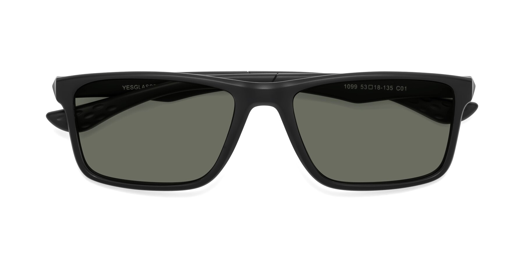 Folded Front of Engineer in Matte Black with Gray Polarized Lenses