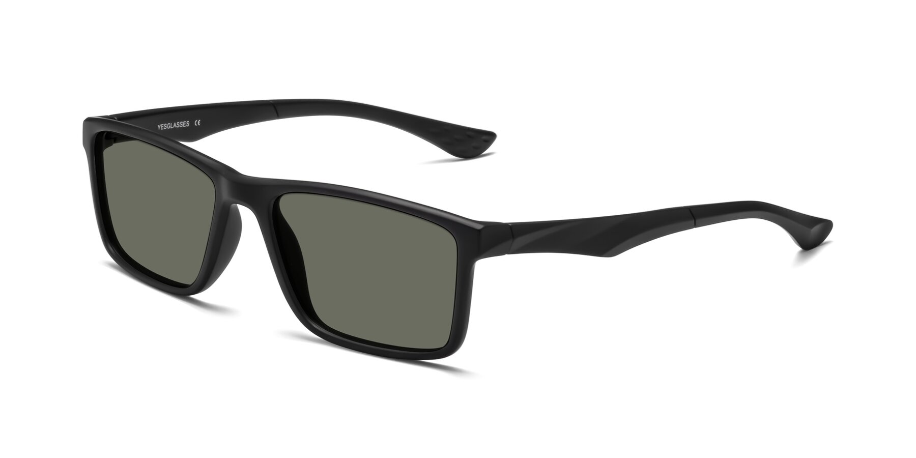 Angle of Engineer in Matte Black with Gray Polarized Lenses