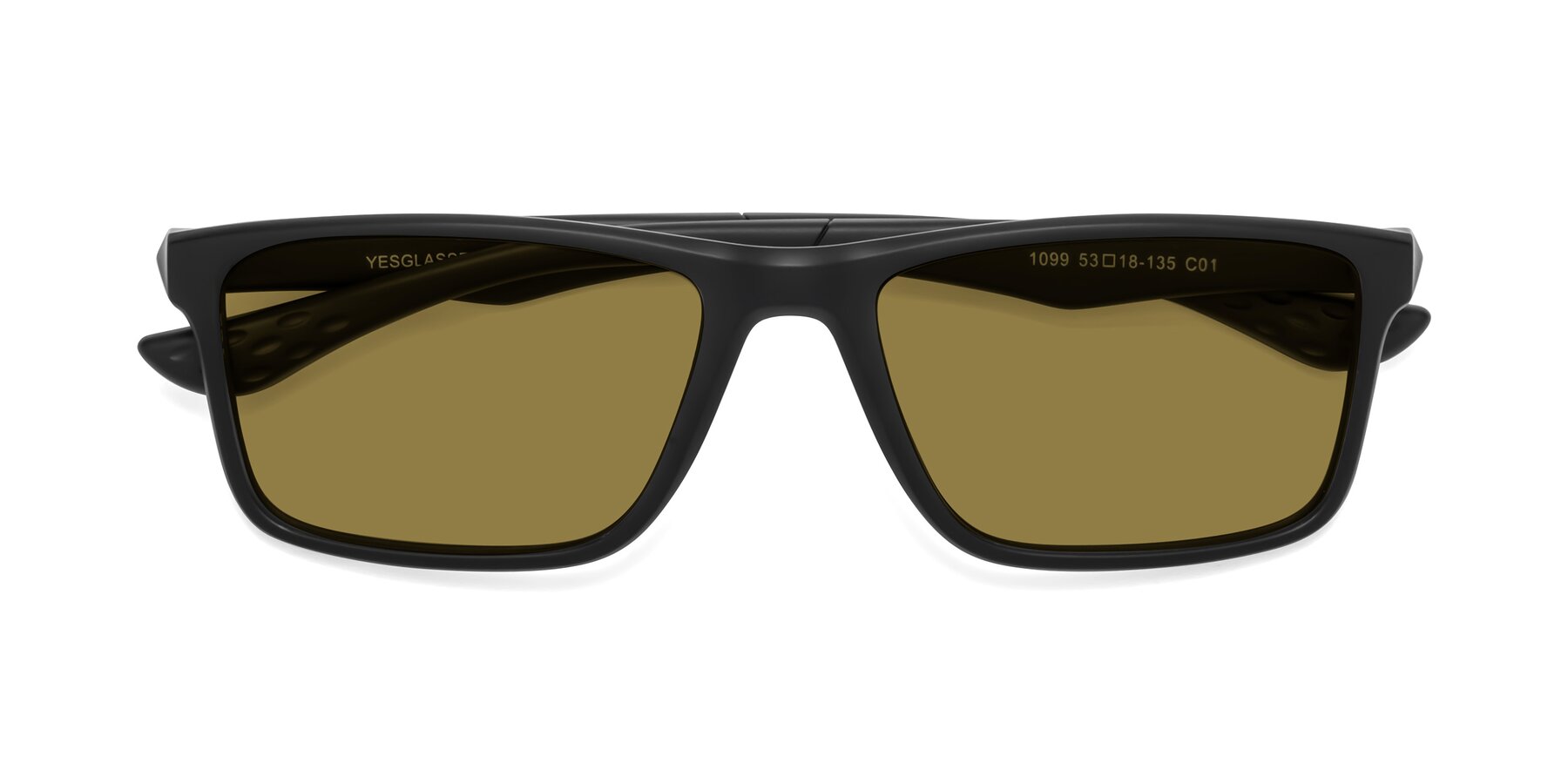 Folded Front of Engineer in Matte Black with Brown Polarized Lenses