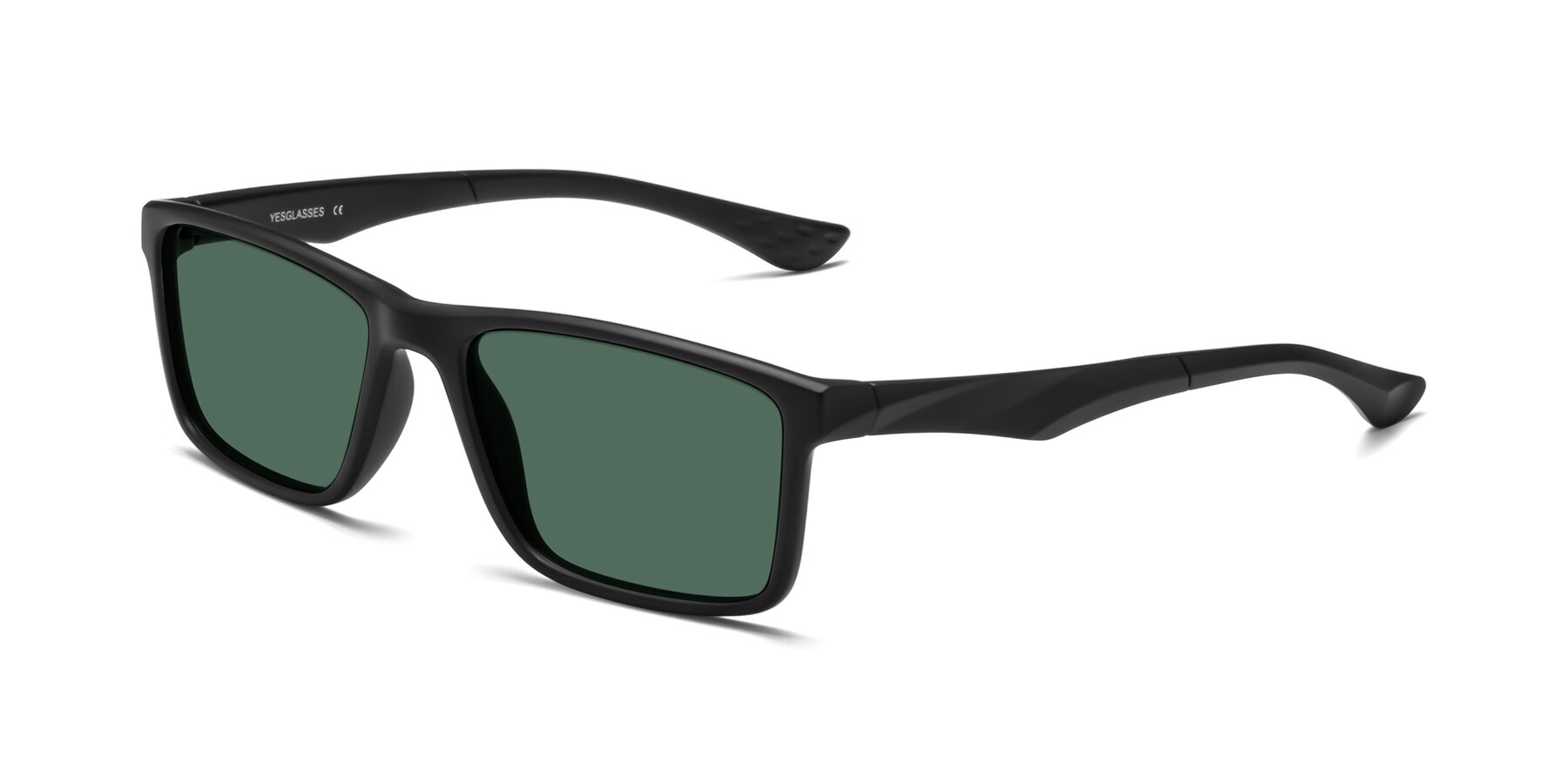 Angle of Engineer in Matte Black with Green Polarized Lenses