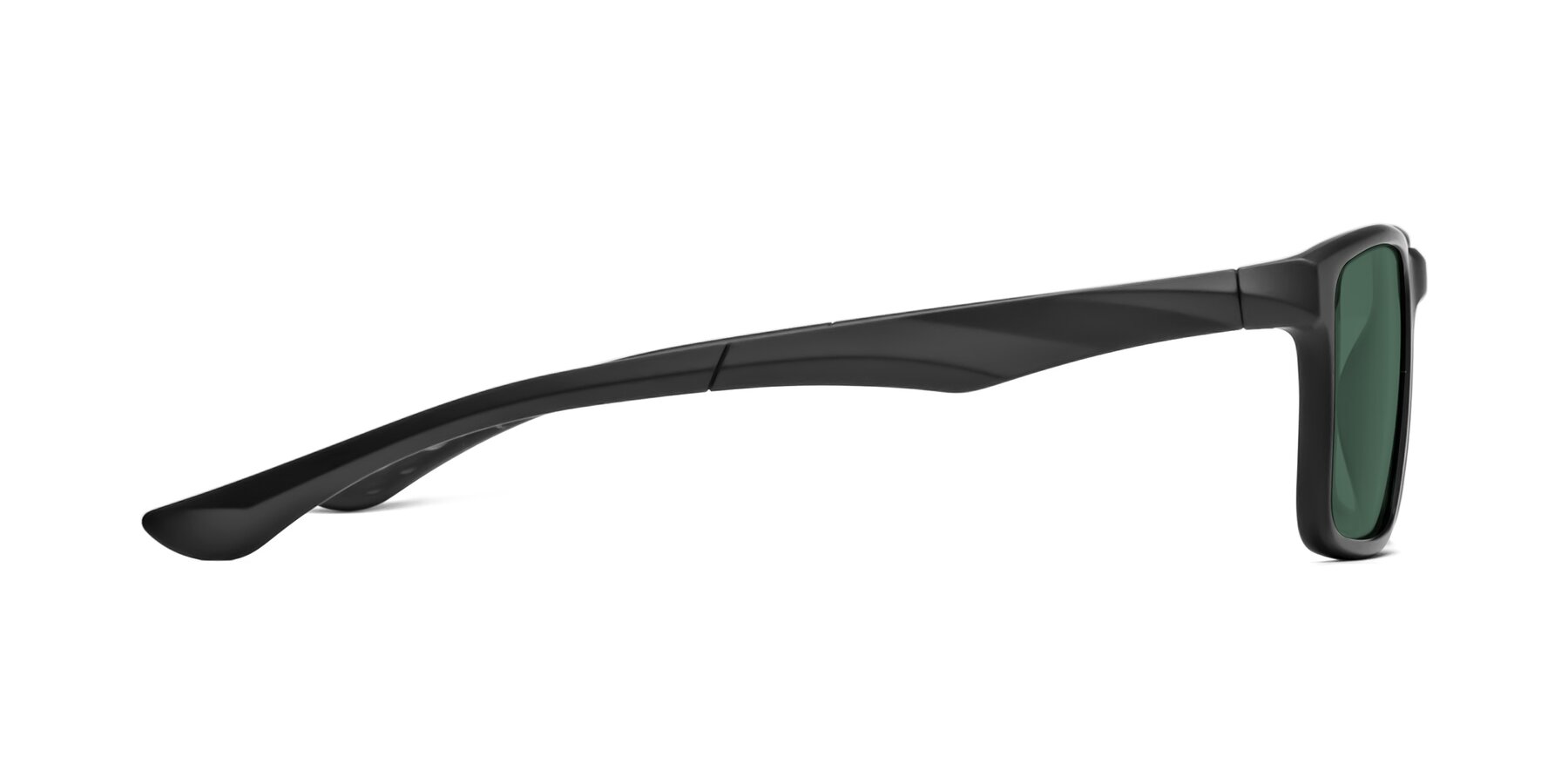 Side of Engineer in Matte Black with Green Polarized Lenses