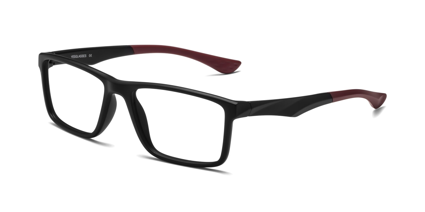 Angle of Engineer in Matte Black-Wine with Clear Reading Eyeglass Lenses