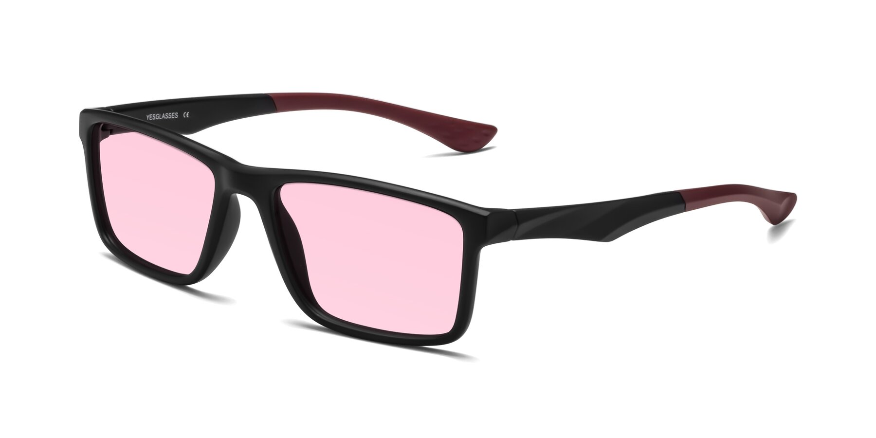 Angle of Engineer in Matte Black-Wine with Light Pink Tinted Lenses