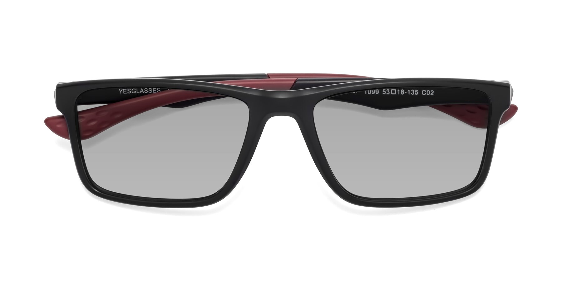 Folded Front of Engineer in Matte Black-Wine with Light Gray Tinted Lenses