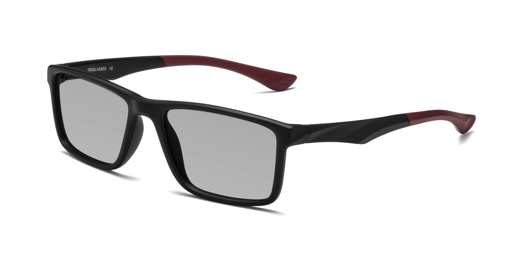 Angle of Engineer in Matte Black-Wine with Light Gray Tinted Lenses