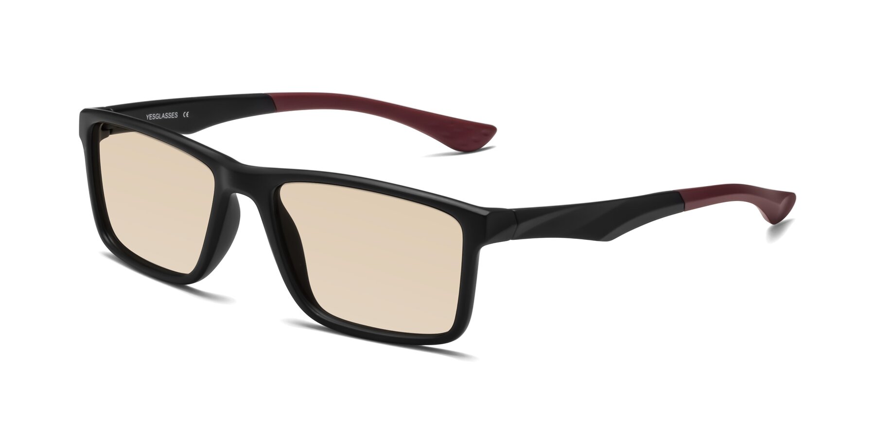 Angle of Engineer in Matte Black-Wine with Light Brown Tinted Lenses