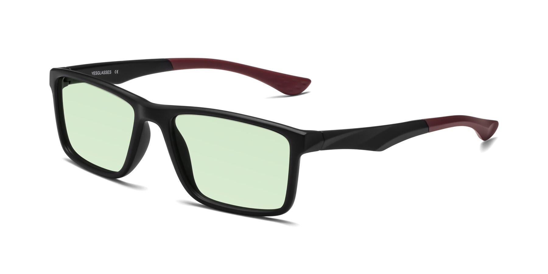 Angle of Engineer in Matte Black-Wine with Light Green Tinted Lenses