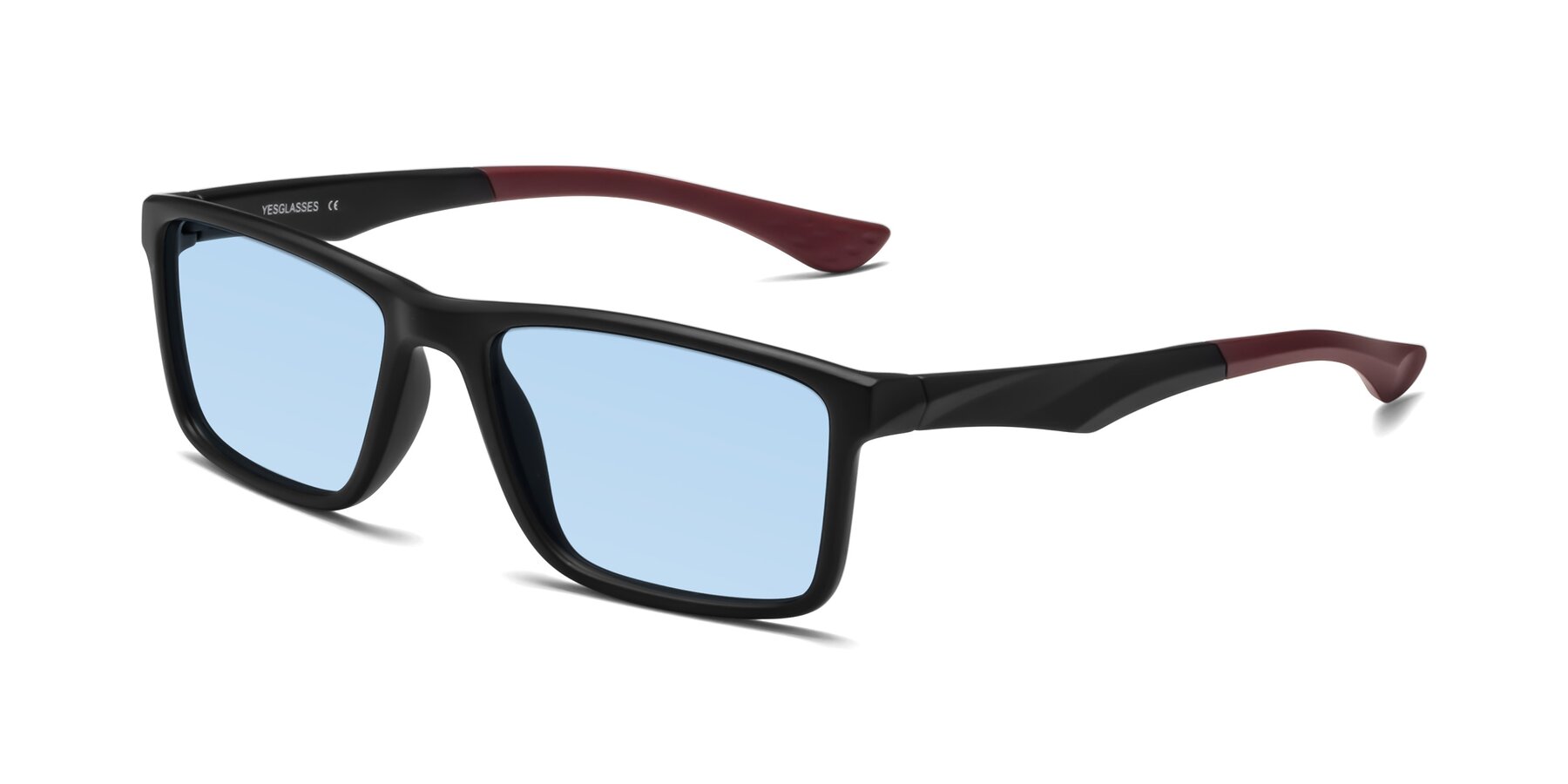 Angle of Engineer in Matte Black-Wine with Light Blue Tinted Lenses