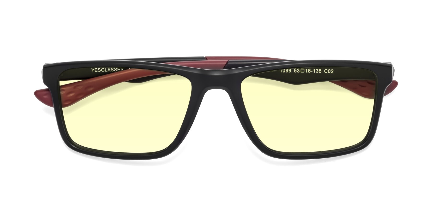 Folded Front of Engineer in Matte Black-Wine with Light Yellow Tinted Lenses
