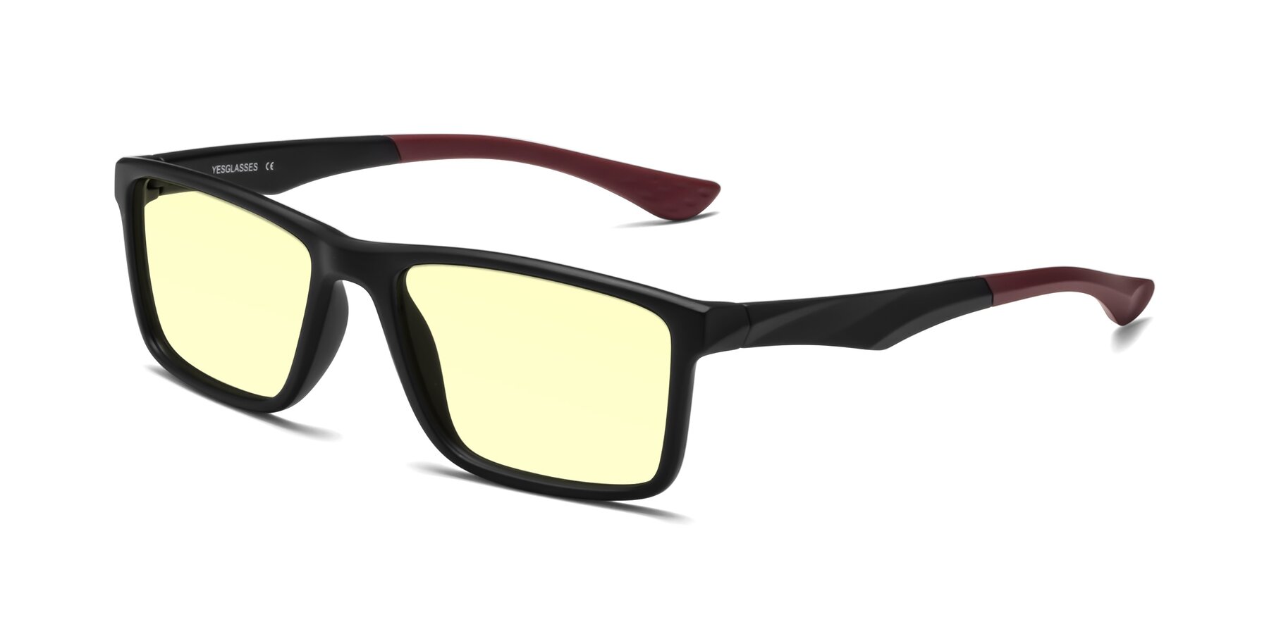 Angle of Engineer in Matte Black-Wine with Light Yellow Tinted Lenses