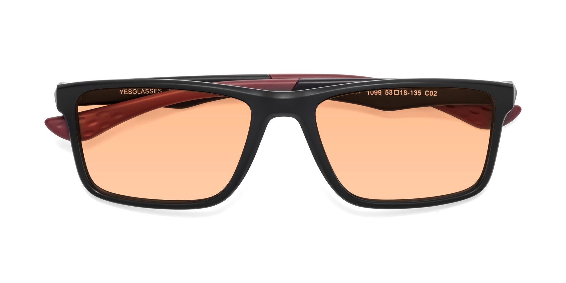 Folded Front of Engineer in Matte Black-Wine with Light Orange Tinted Lenses