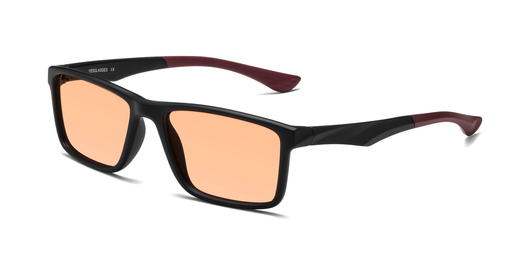 Angle of Engineer in Matte Black-Wine with Light Orange Tinted Lenses
