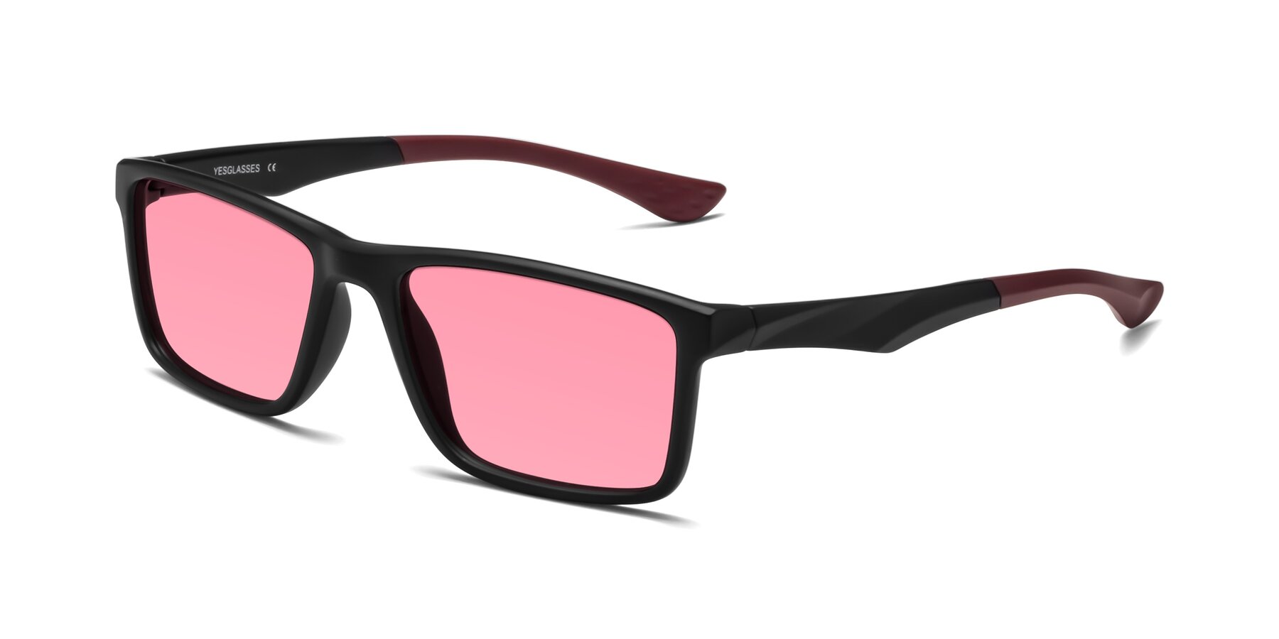 Angle of Engineer in Matte Black-Wine with Pink Tinted Lenses