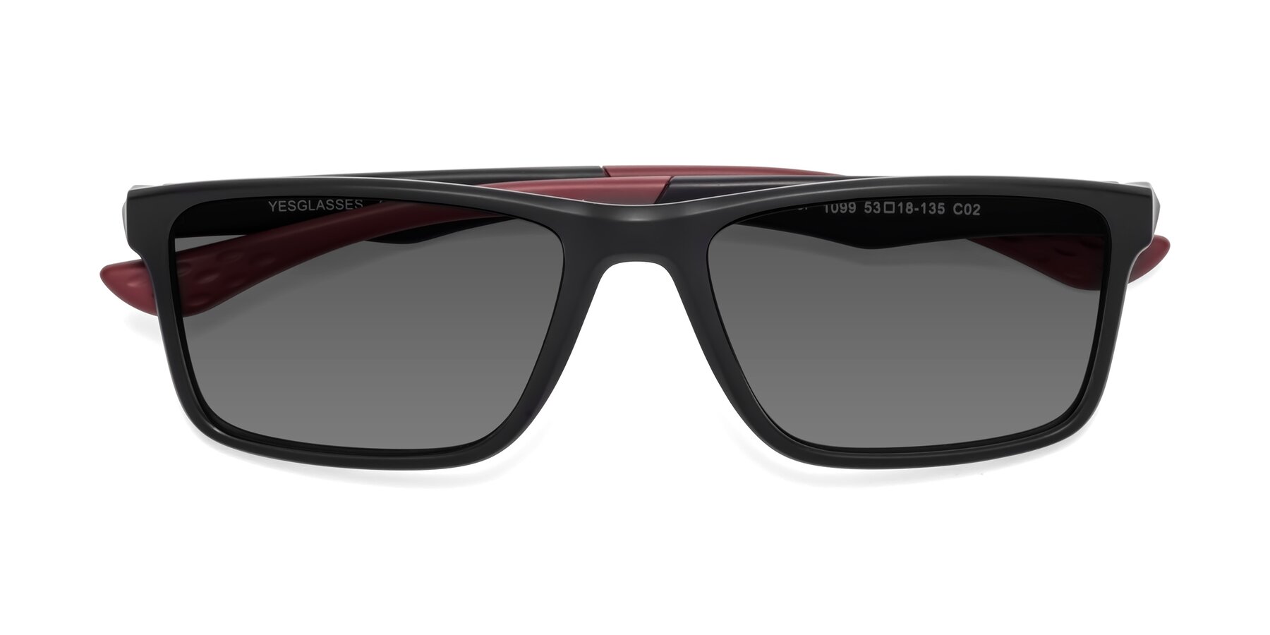 Folded Front of Engineer in Matte Black-Wine with Medium Gray Tinted Lenses