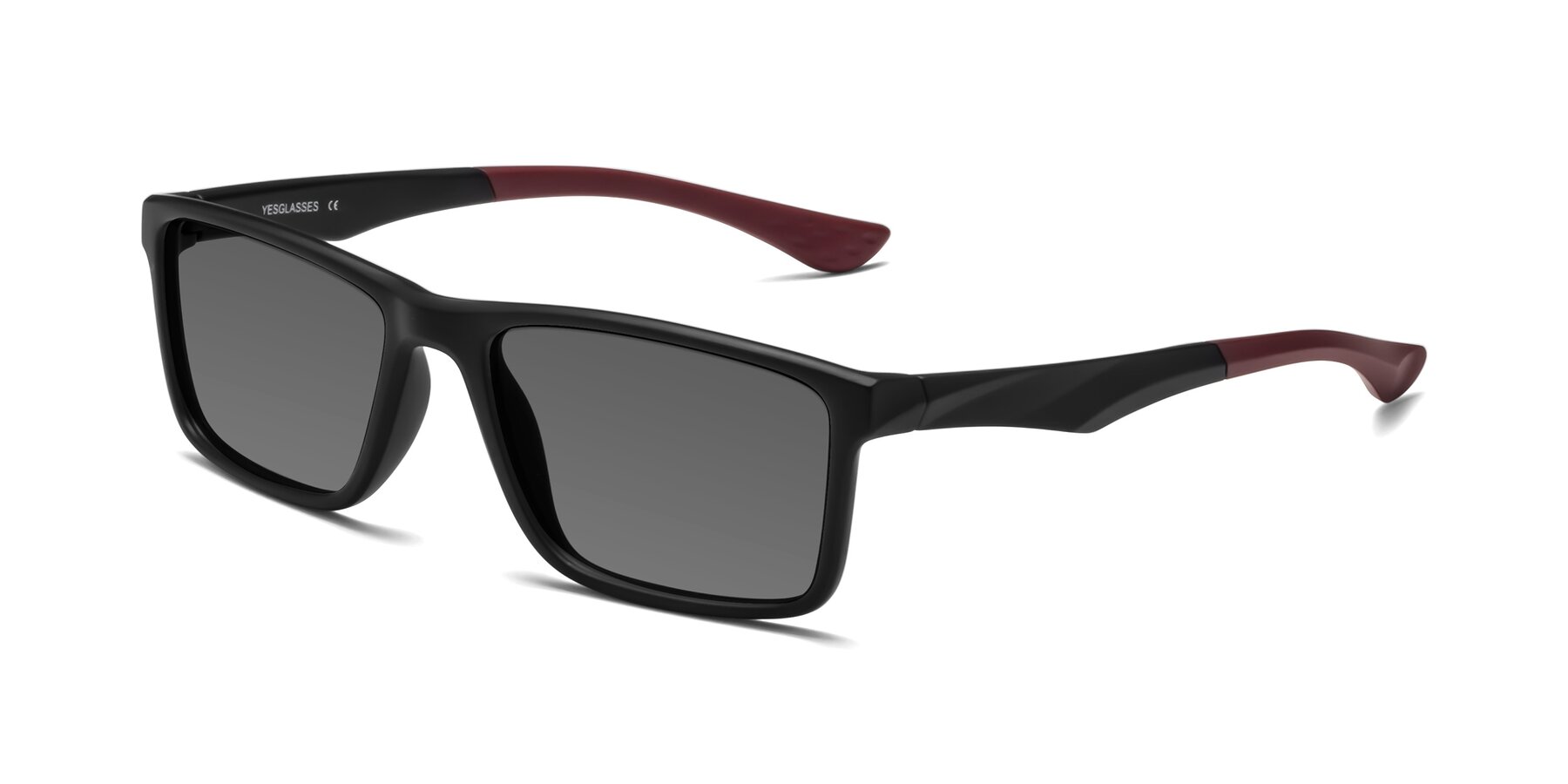 Angle of Engineer in Matte Black-Wine with Medium Gray Tinted Lenses