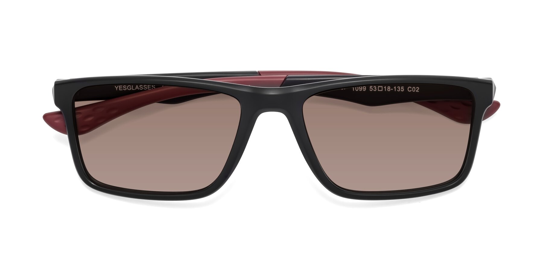 Folded Front of Engineer in Matte Black-Wine with Medium Brown Tinted Lenses