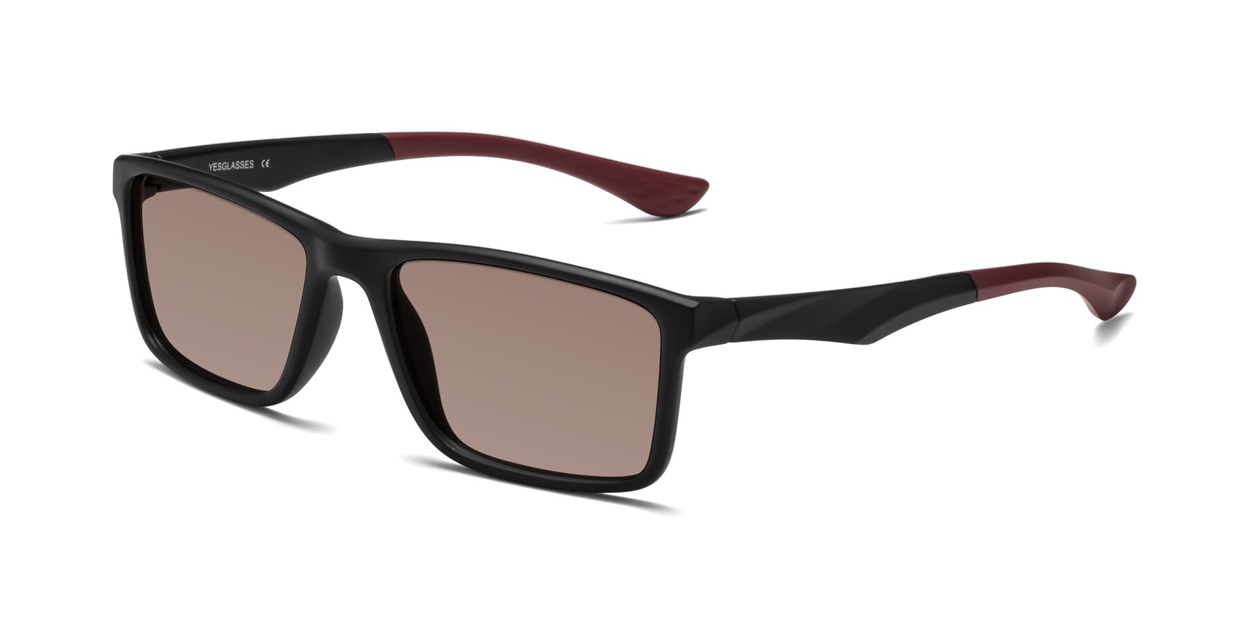 Angle of Engineer in Matte Black-Wine with Medium Brown Tinted Lenses