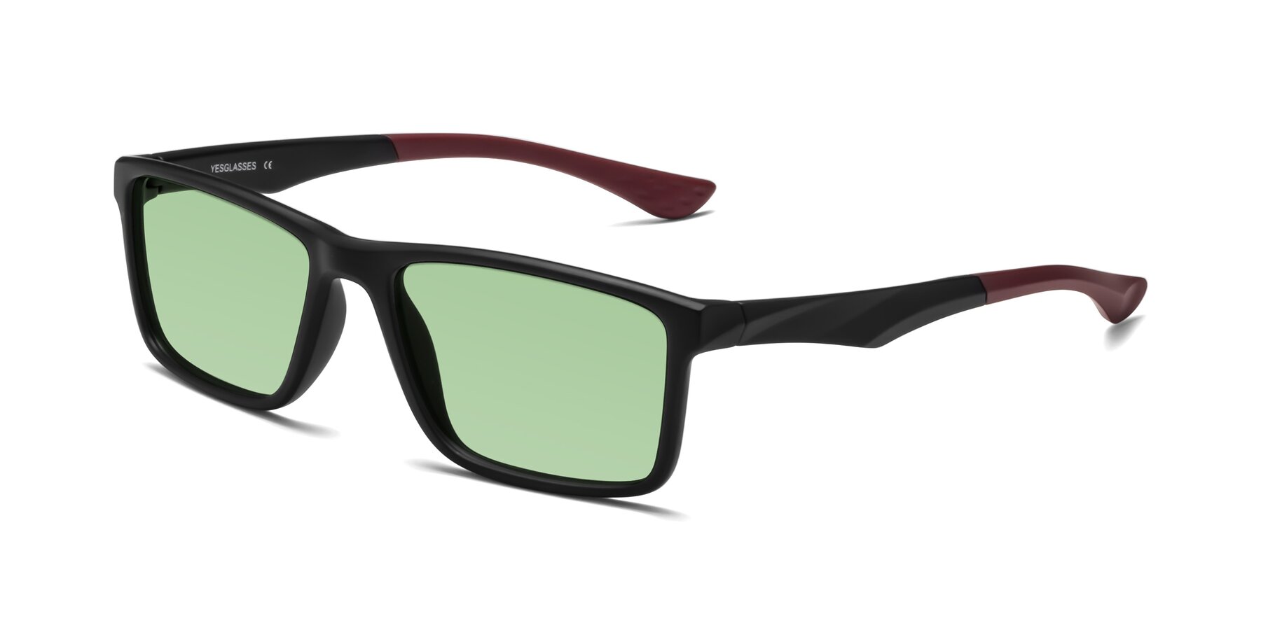 Angle of Engineer in Matte Black-Wine with Medium Green Tinted Lenses
