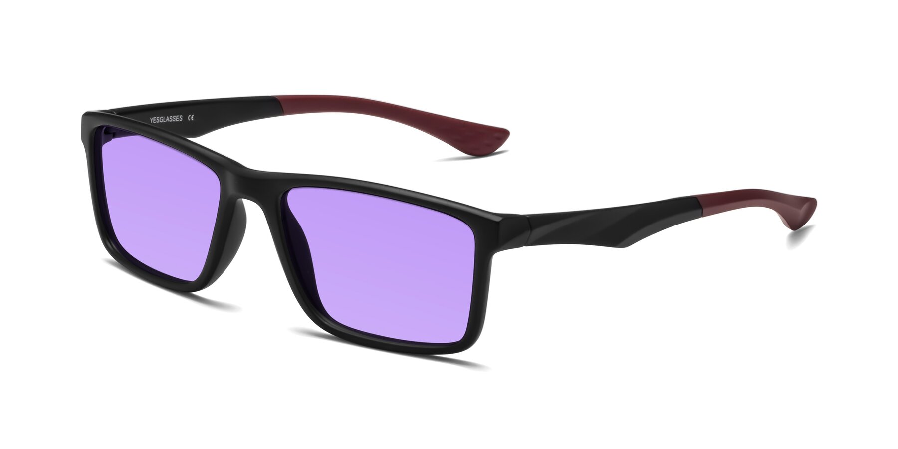 Angle of Engineer in Matte Black-Wine with Medium Purple Tinted Lenses