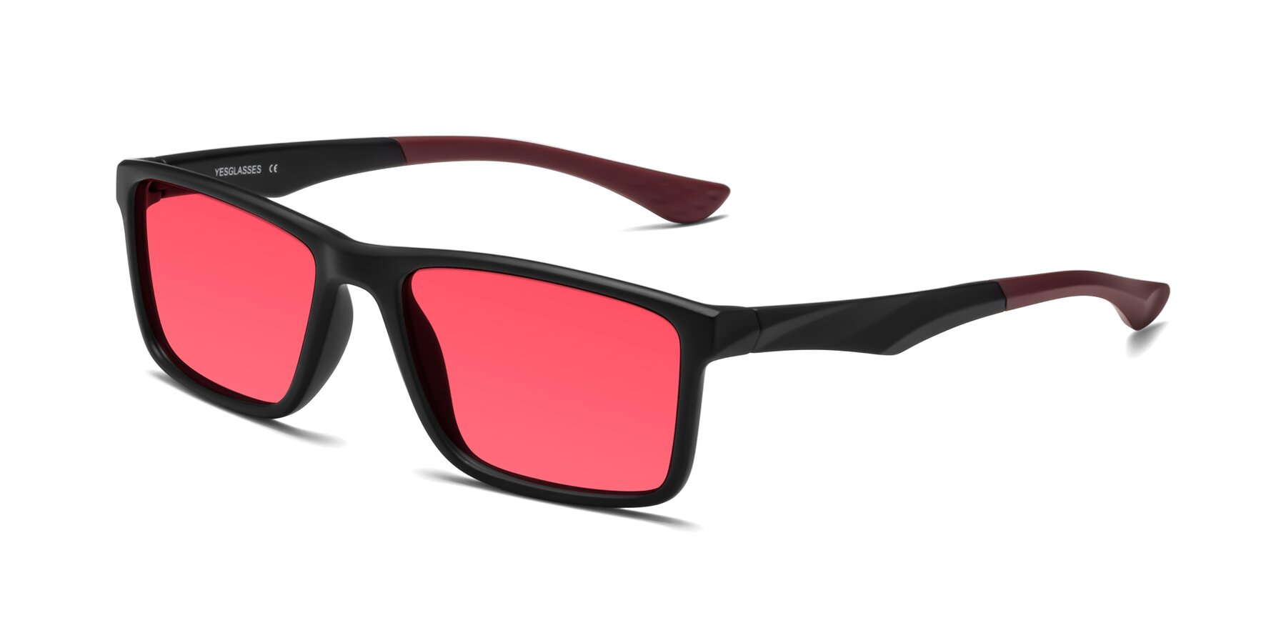 Angle of Engineer in Matte Black-Wine with Red Tinted Lenses