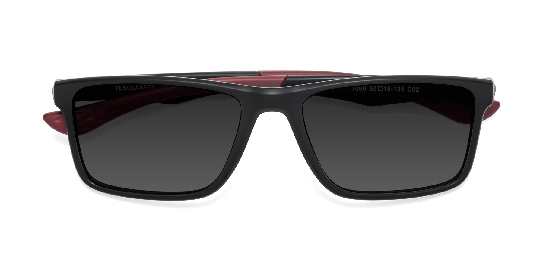 Folded Front of Engineer in Matte Black-Wine with Gray Tinted Lenses