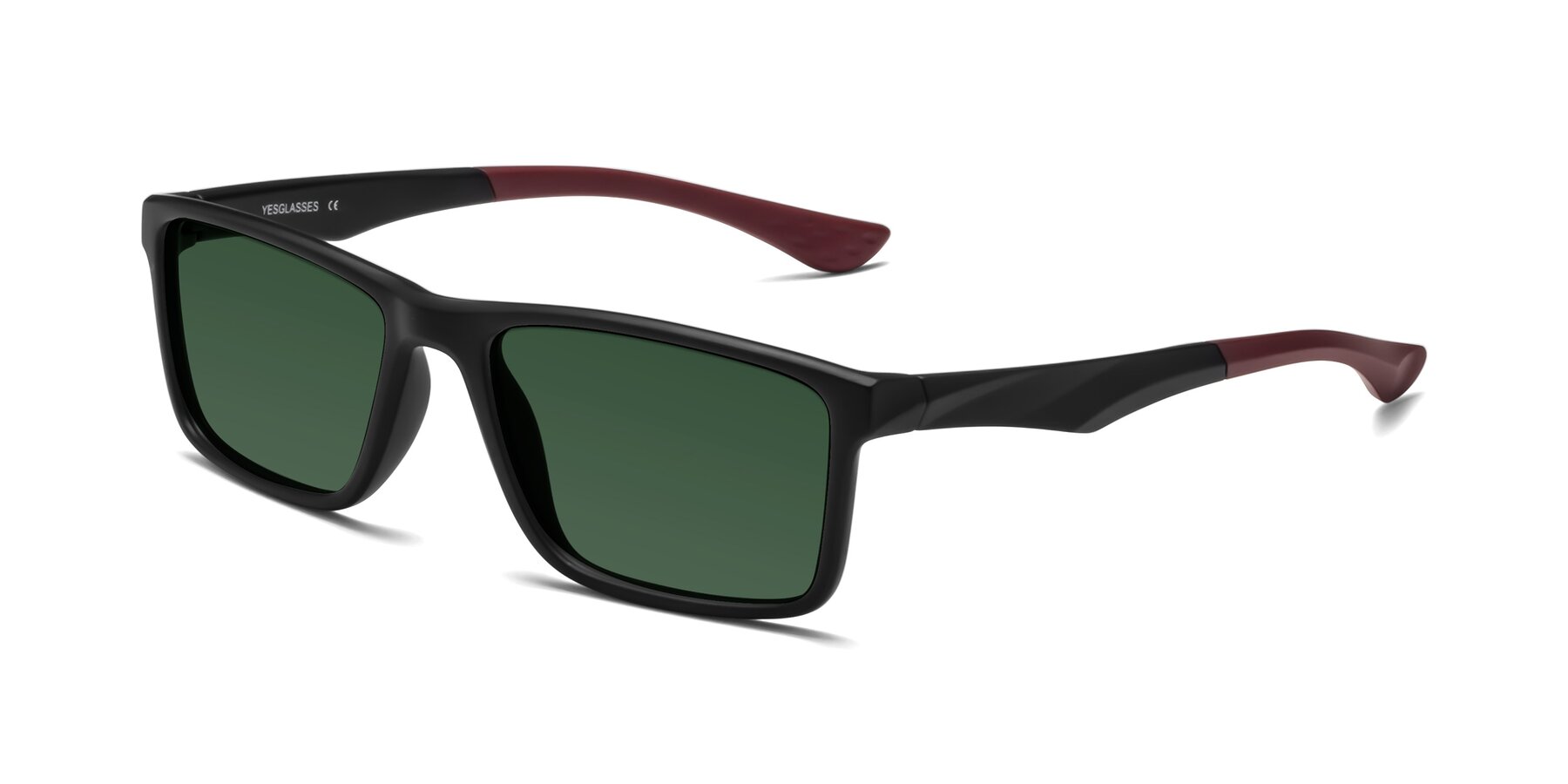 Angle of Engineer in Matte Black-Wine with Green Tinted Lenses