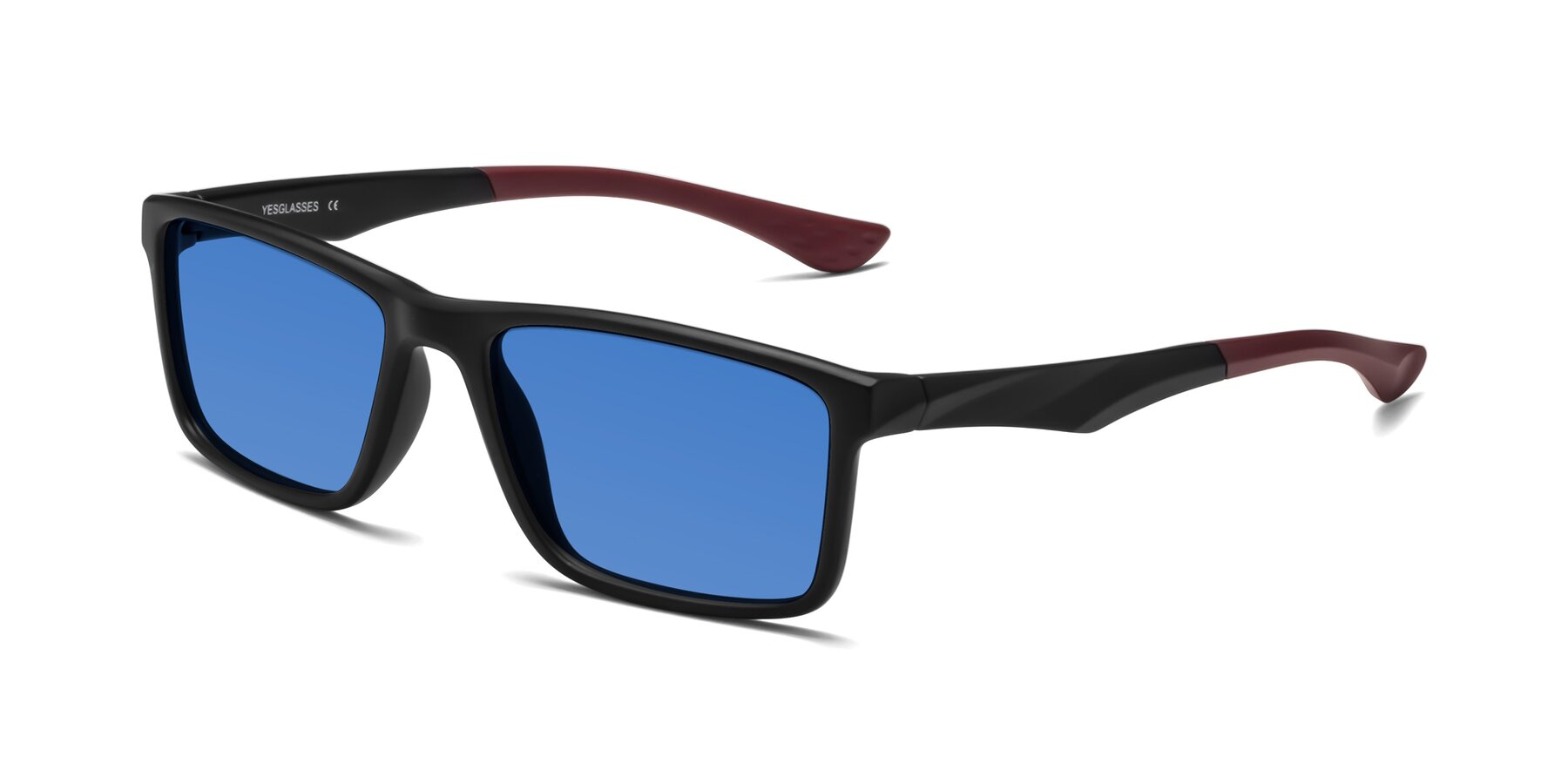 Angle of Engineer in Matte Black-Wine with Blue Tinted Lenses