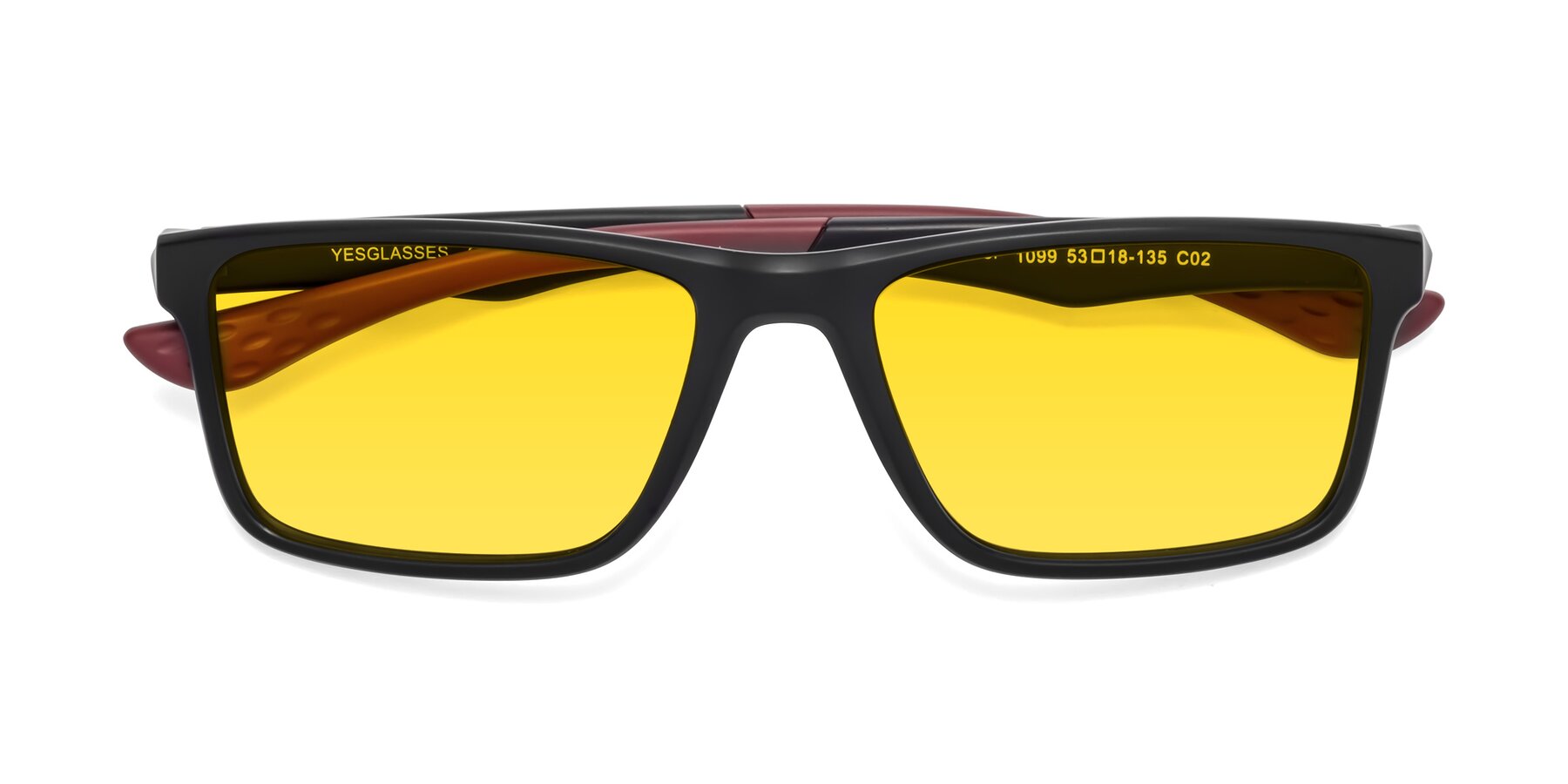 Folded Front of Engineer in Matte Black-Wine with Yellow Tinted Lenses