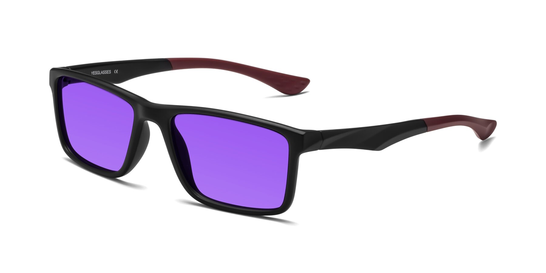Angle of Engineer in Matte Black-Wine with Purple Tinted Lenses