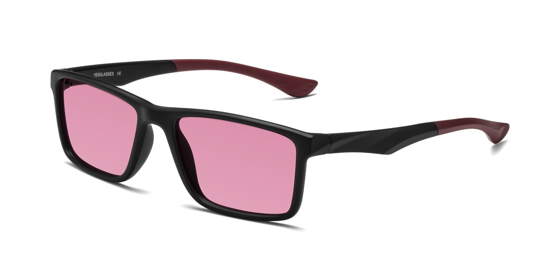 Angle of Engineer in Matte Black-Wine with Medium Wine Tinted Lenses