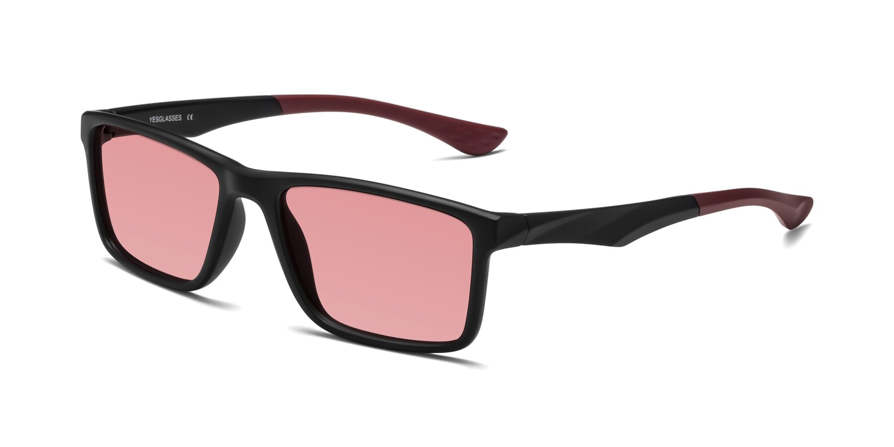 Angle of Engineer in Matte Black-Wine with Medium Garnet Tinted Lenses