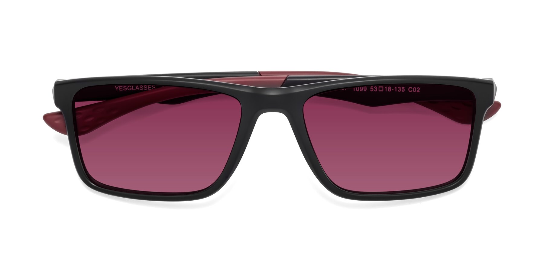 Folded Front of Engineer in Matte Black-Wine with Wine Tinted Lenses