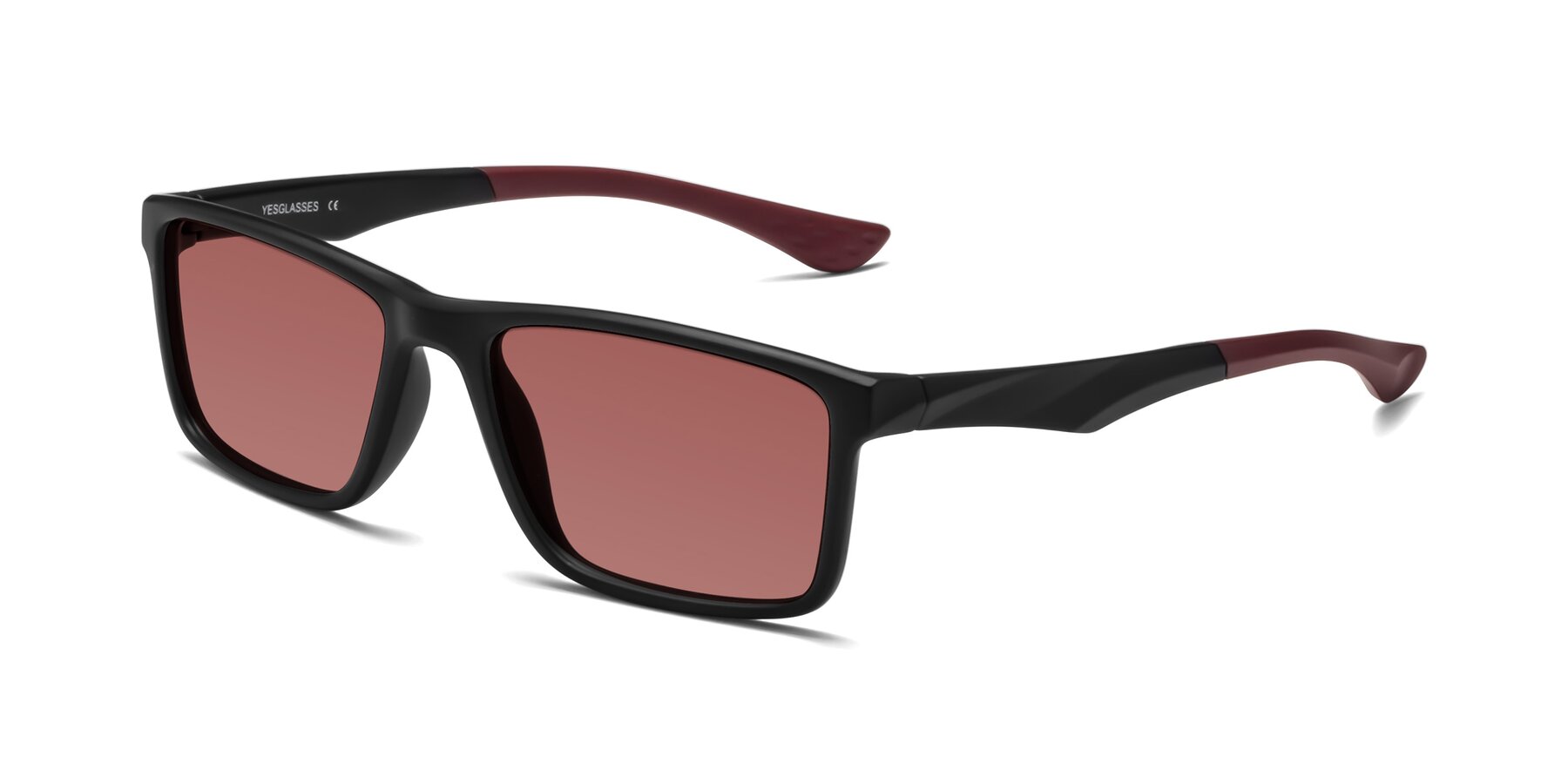 Angle of Engineer in Matte Black-Wine with Garnet Tinted Lenses