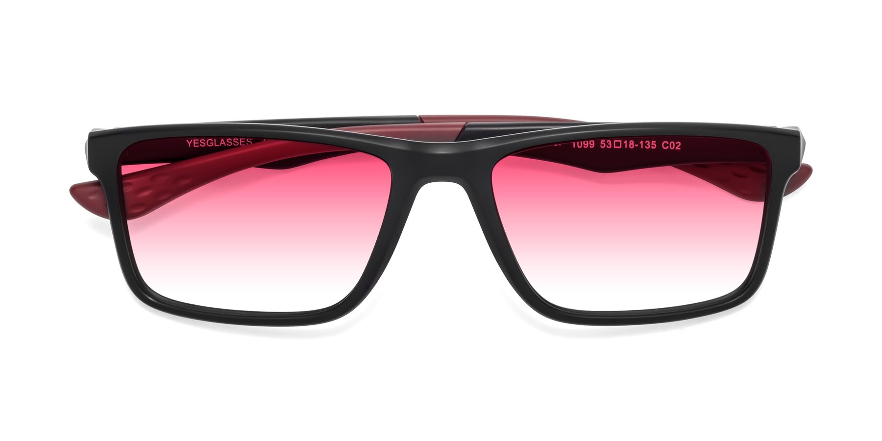 Folded Front of Engineer in Matte Black-Wine with Pink Gradient Lenses