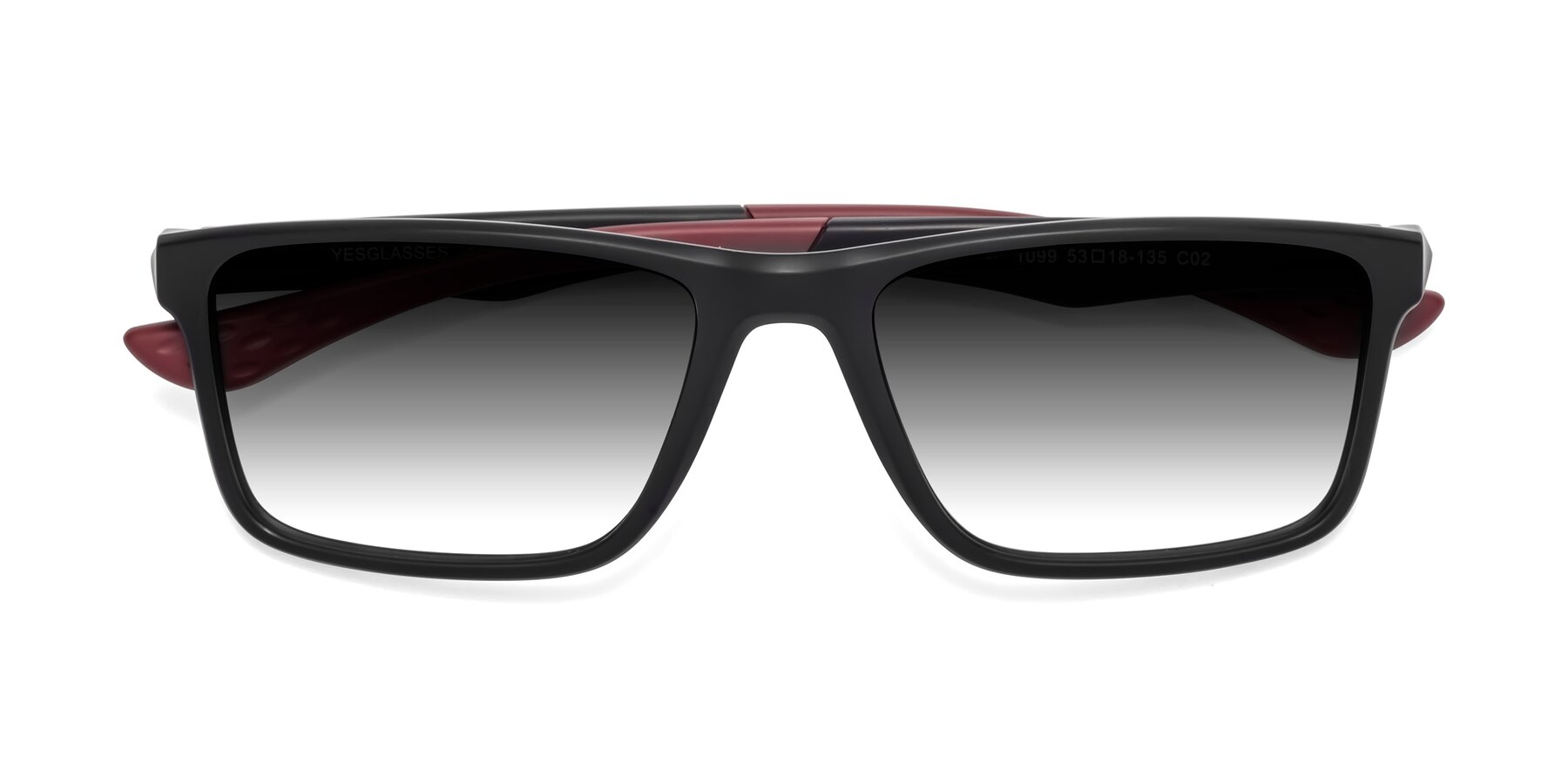 Folded Front of Engineer in Matte Black-Wine with Gray Gradient Lenses