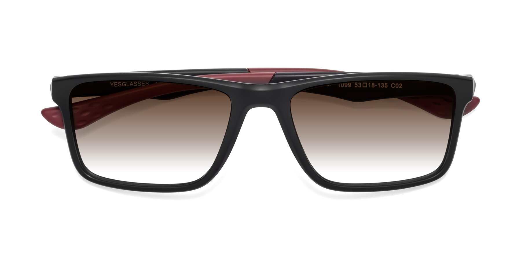 Folded Front of Engineer in Matte Black-Wine with Brown Gradient Lenses