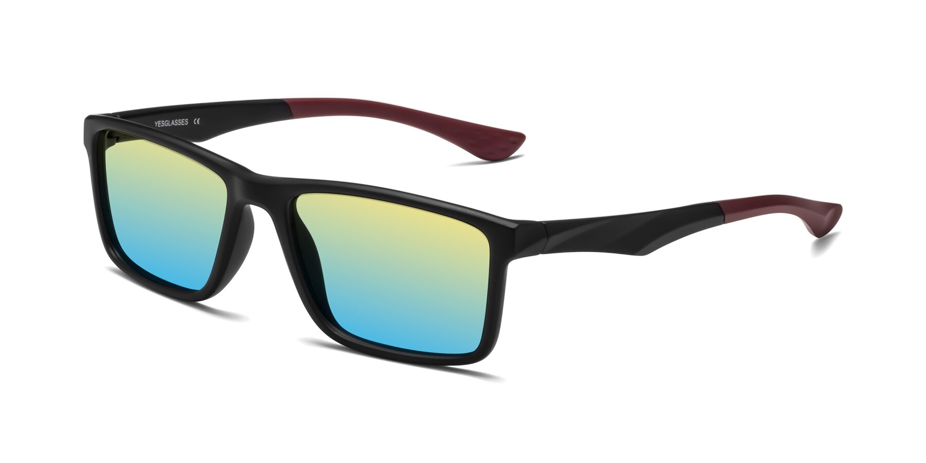 Angle of Engineer in Matte Black-Wine with Yellow / Blue Gradient Lenses