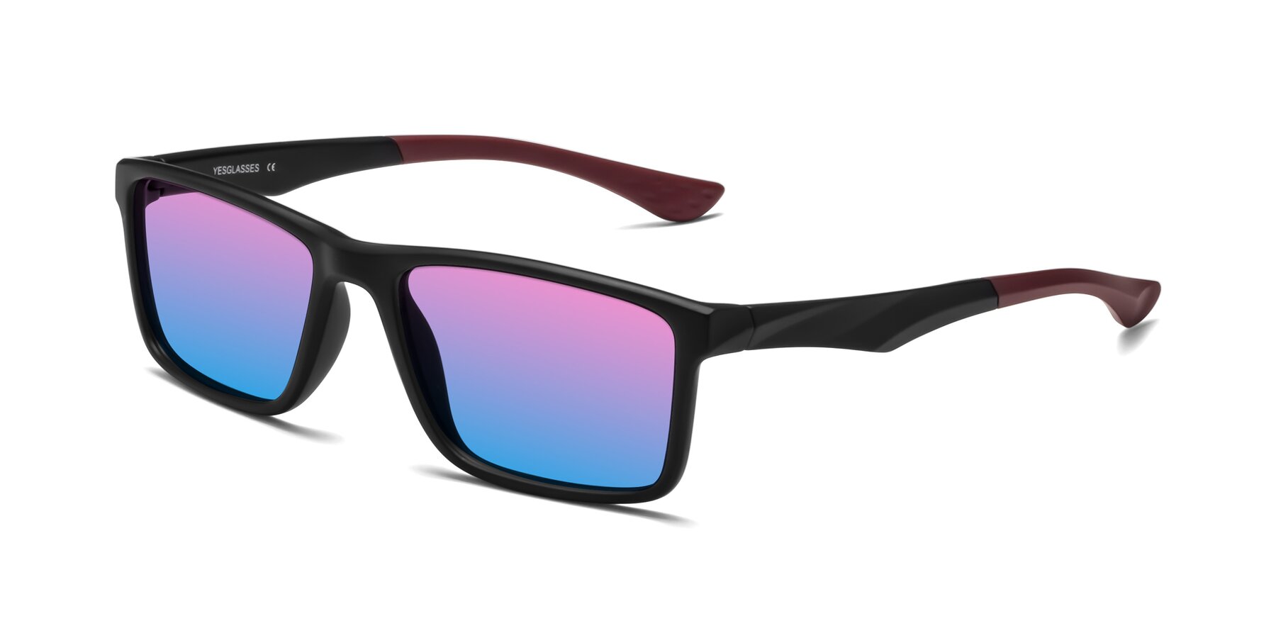 Angle of Engineer in Matte Black-Wine with Pink / Blue Gradient Lenses