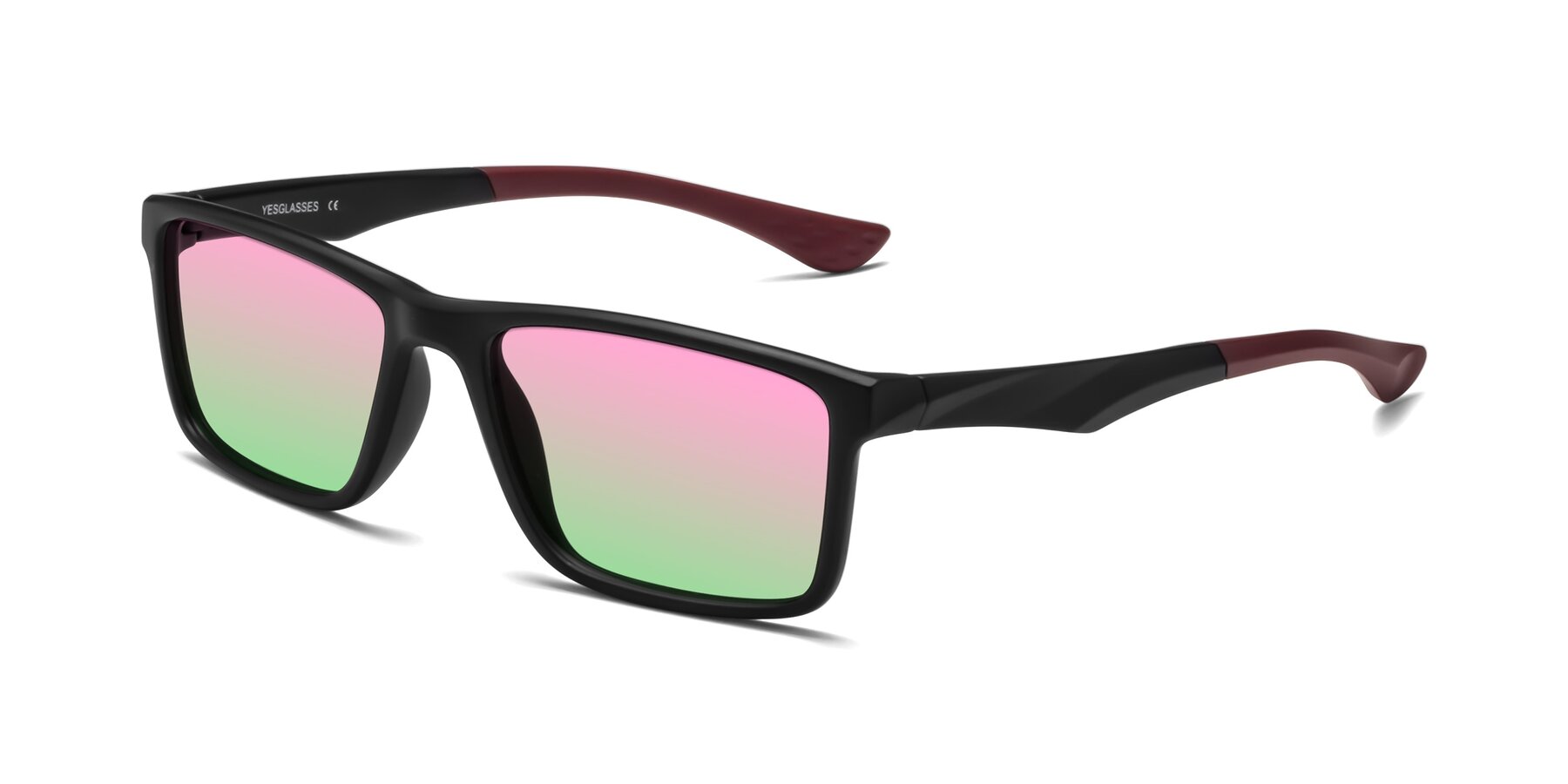 Angle of Engineer in Matte Black-Wine with Pink / Green Gradient Lenses