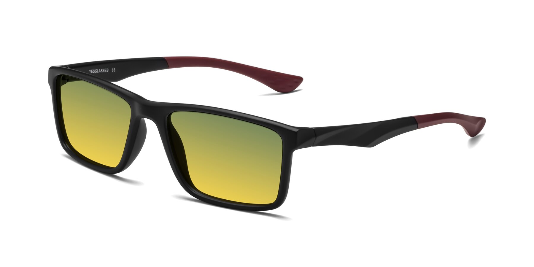 Angle of Engineer in Matte Black-Wine with Green / Yellow Gradient Lenses