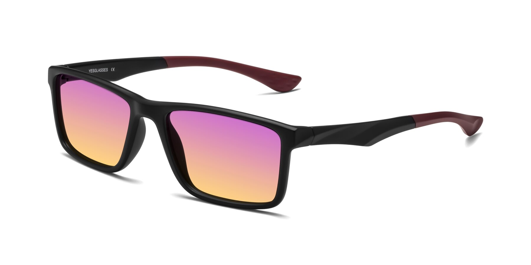Angle of Engineer in Matte Black-Wine with Purple / Yellow Gradient Lenses