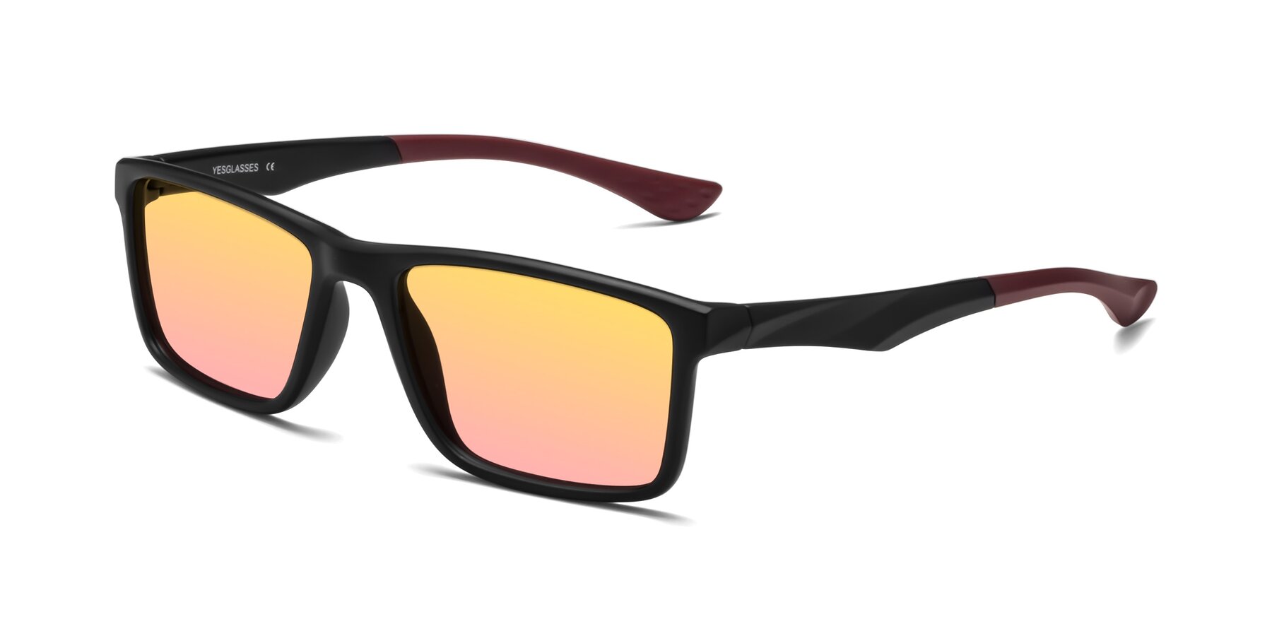 Angle of Engineer in Matte Black-Wine with Yellow / Pink Gradient Lenses