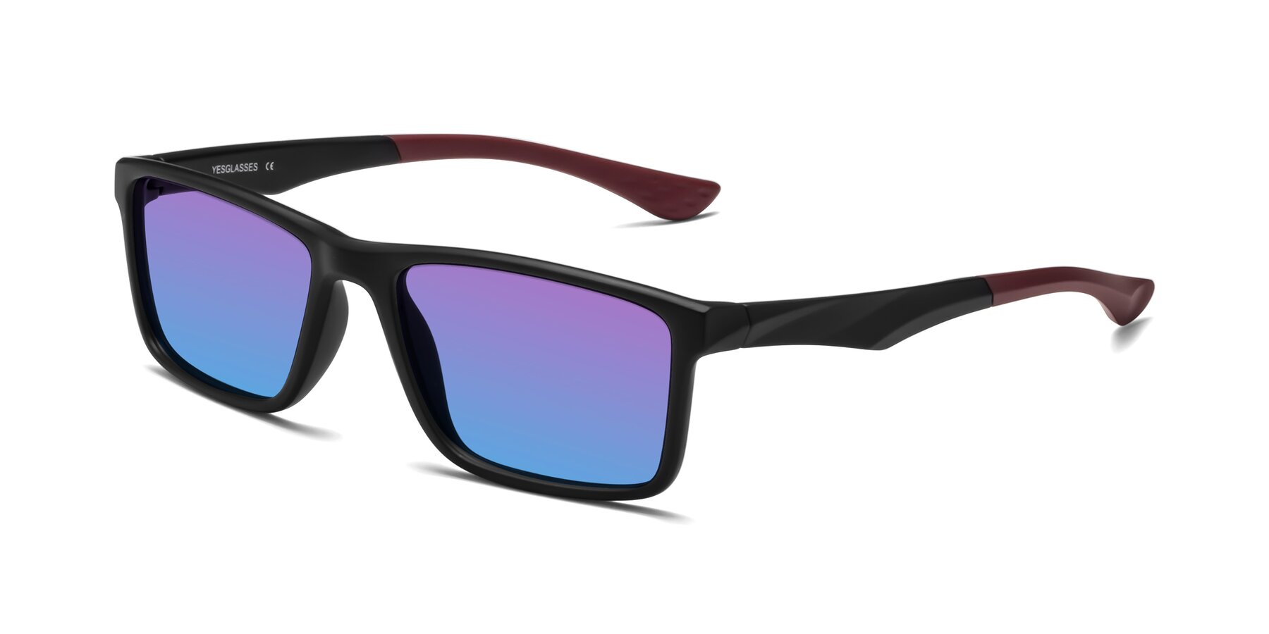 Angle of Engineer in Matte Black-Wine with Purple / Blue Gradient Lenses