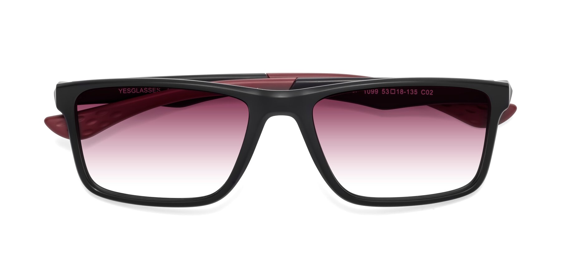 Folded Front of Engineer in Matte Black-Wine with Wine Gradient Lenses