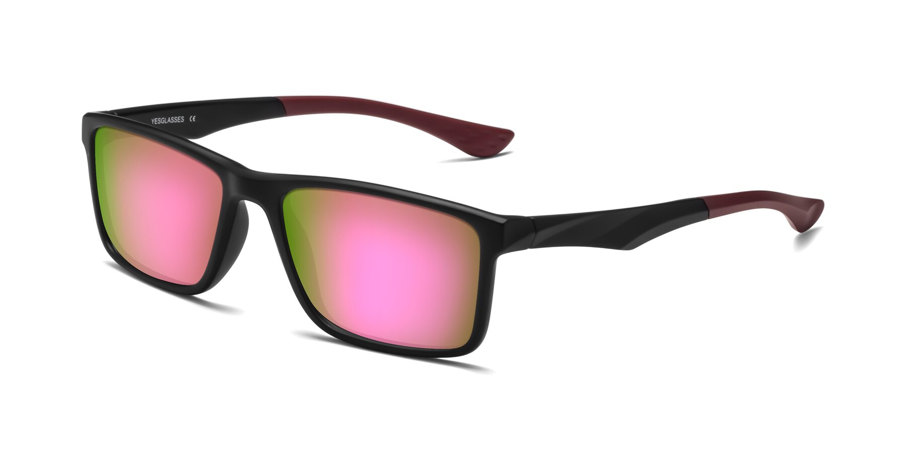 Angle of Engineer in Matte Black-Wine with Pink Mirrored Lenses