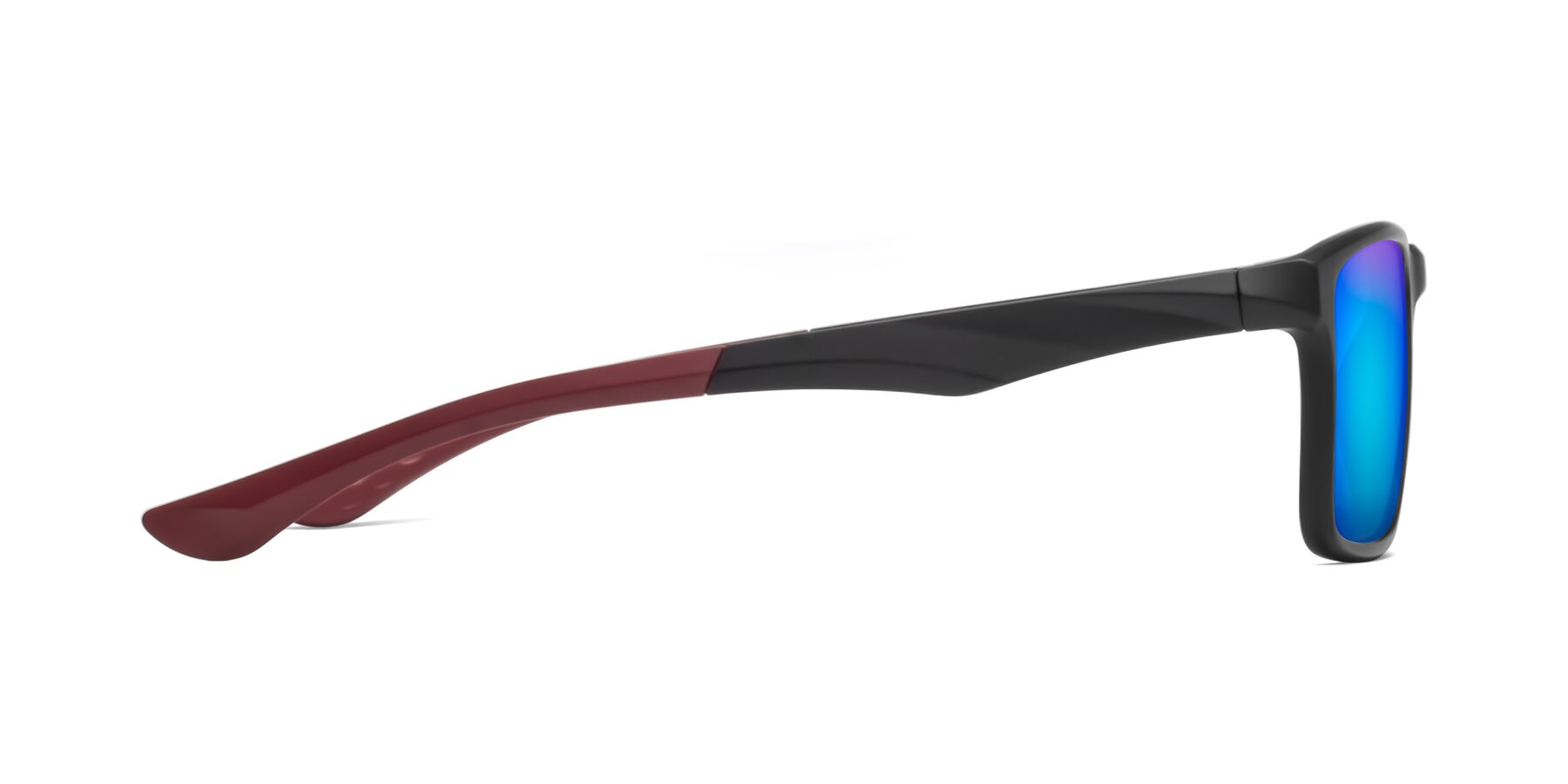 Side of Engineer in Matte Black-Wine with Blue Mirrored Lenses