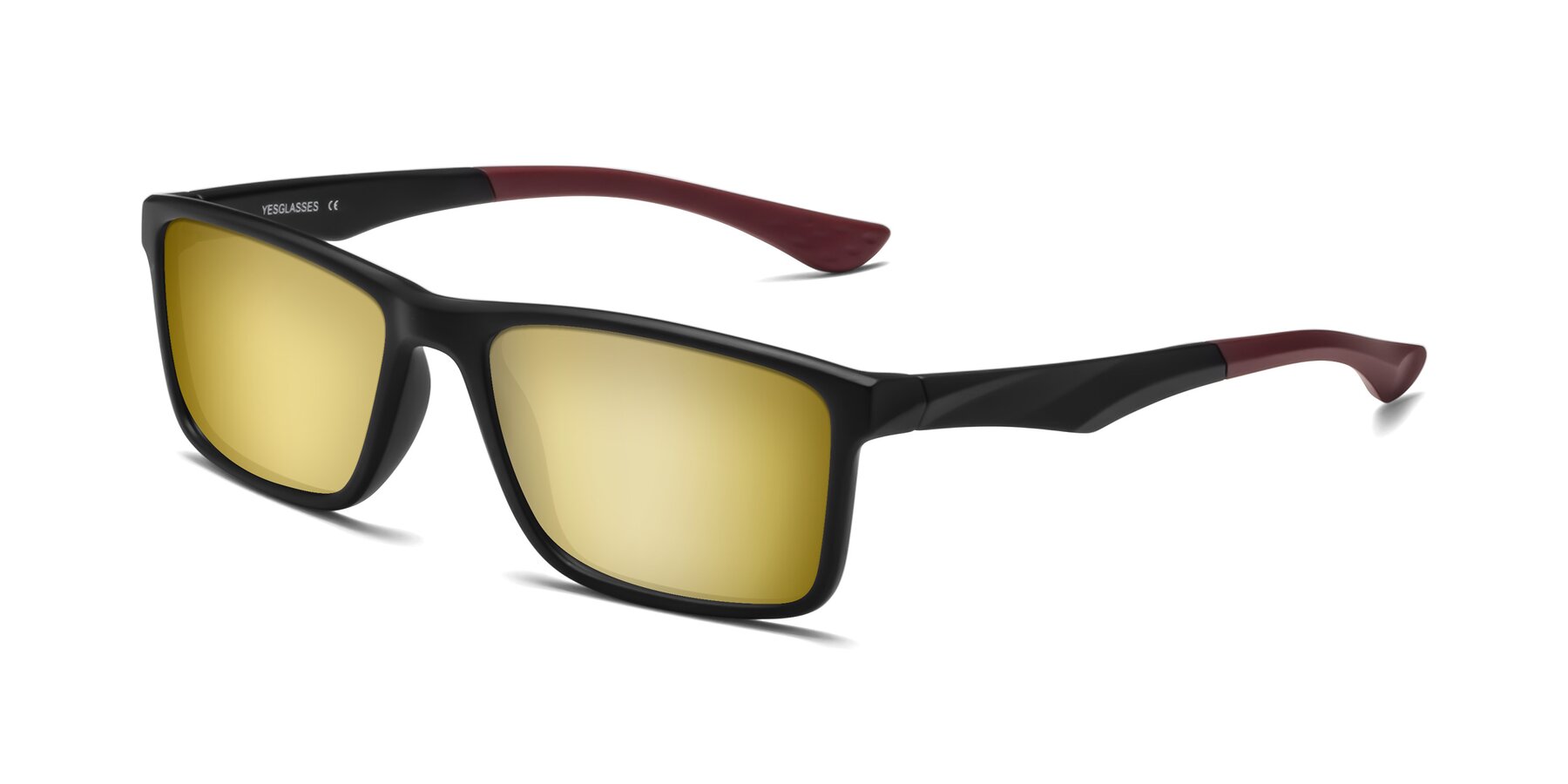 Angle of Engineer in Matte Black-Wine with Gold Mirrored Lenses
